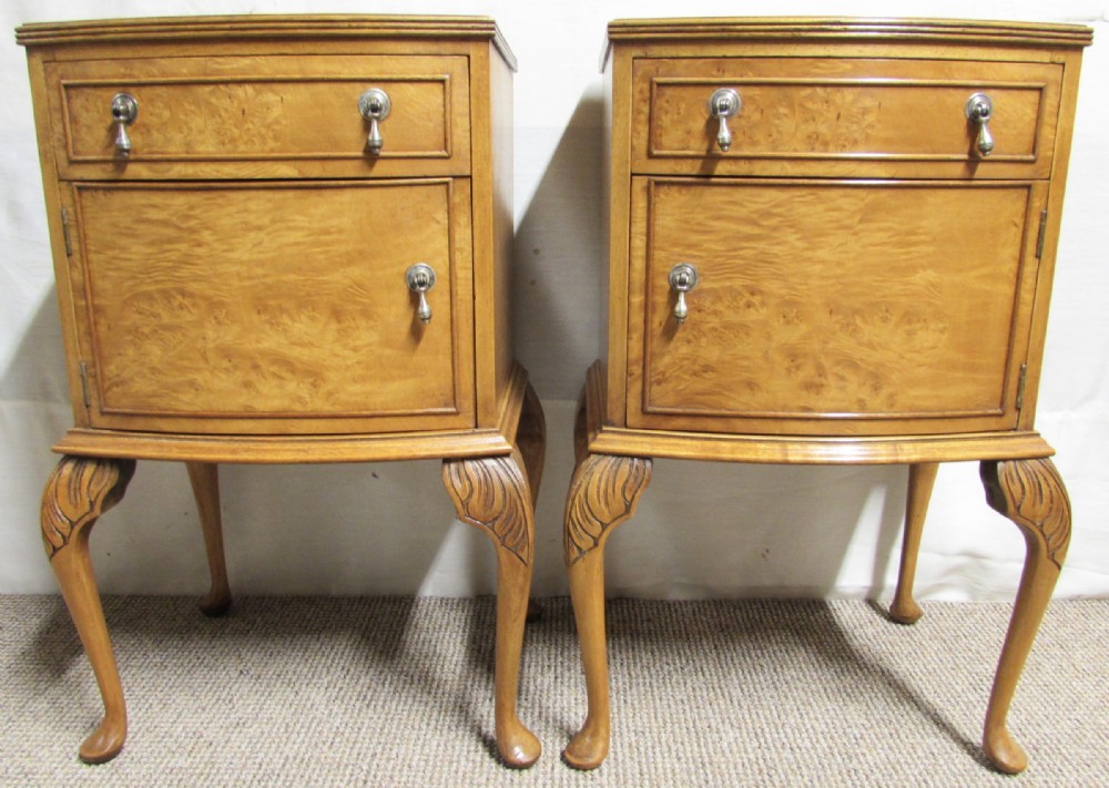 Pair Walnut Bedside Cupboards
