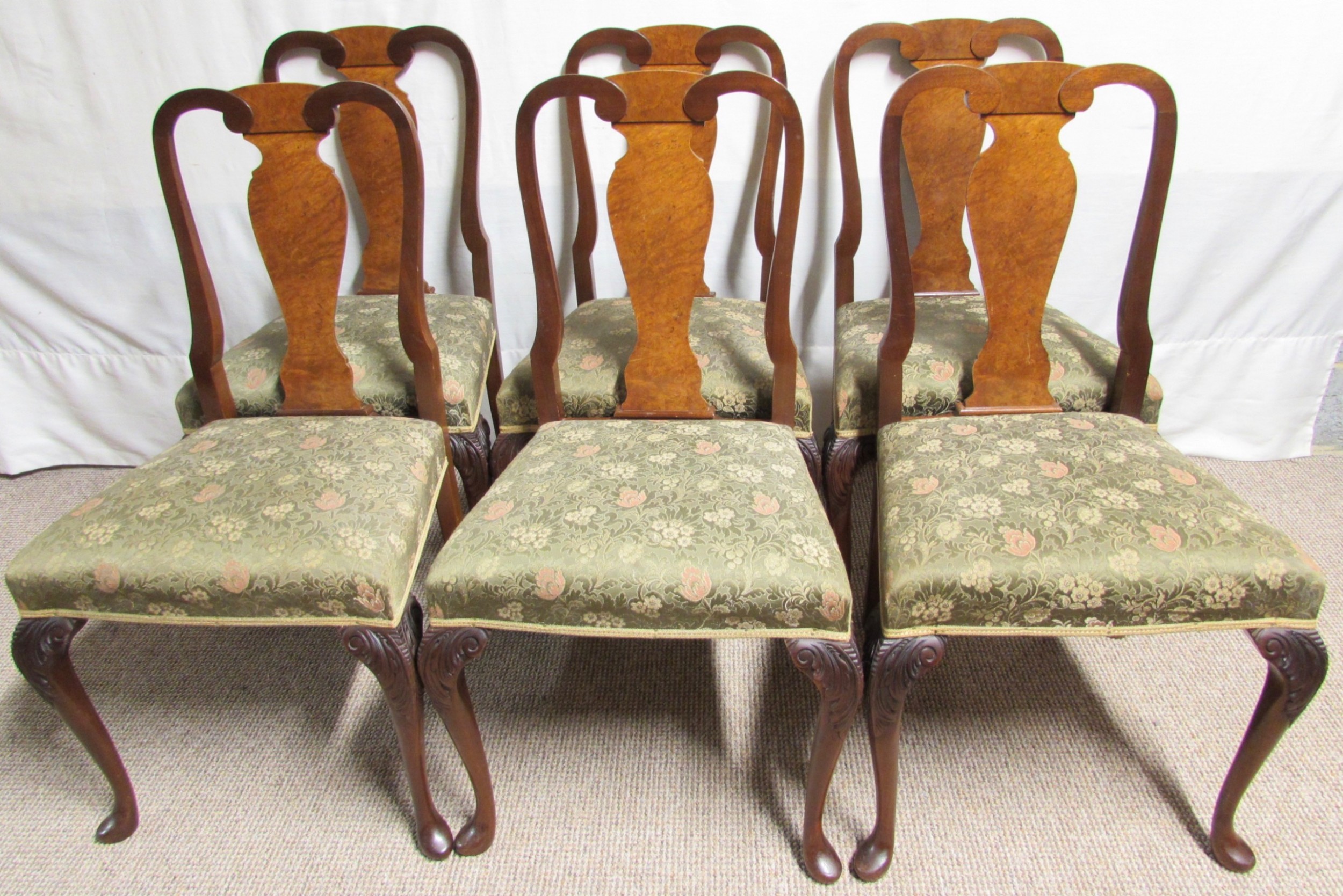 Set 6 Burr Walnut Dinning Chairs