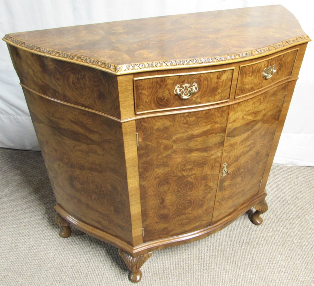 Burr Walnut serpentine Side Cabinet
