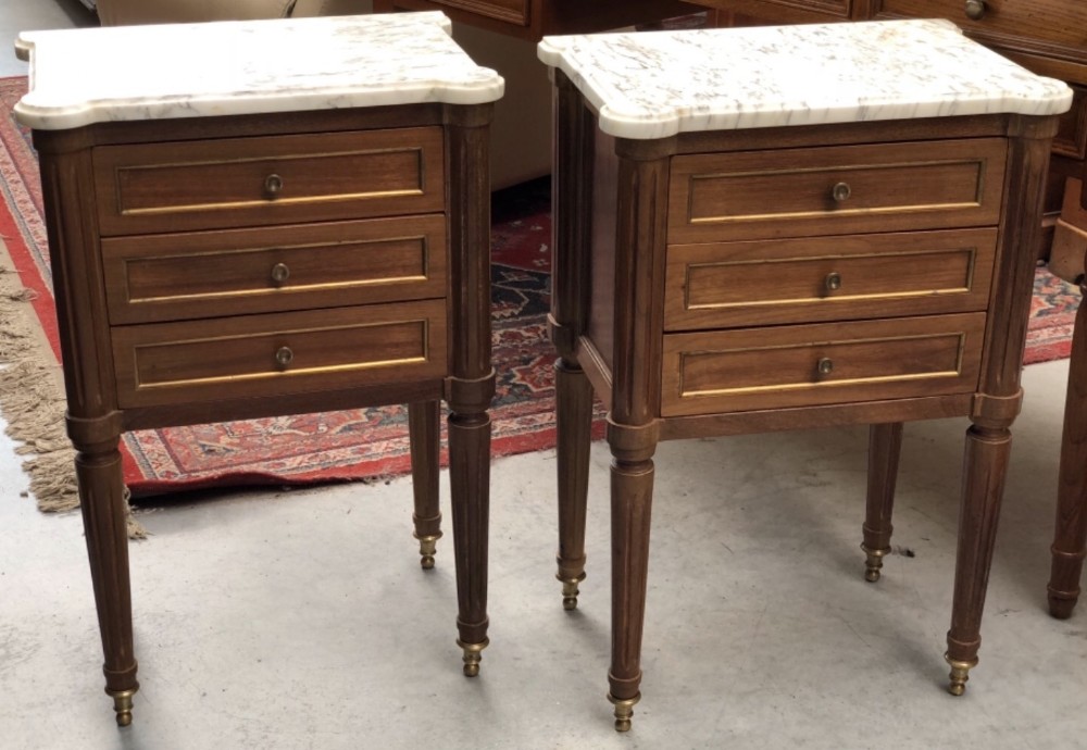 Pair French Louis XVI Bedside Drawers 