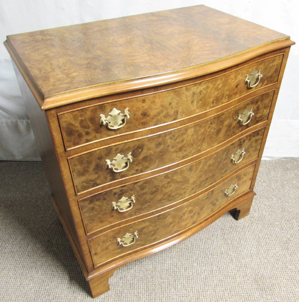 Burr Walnut Serpentine Chest of Drawers