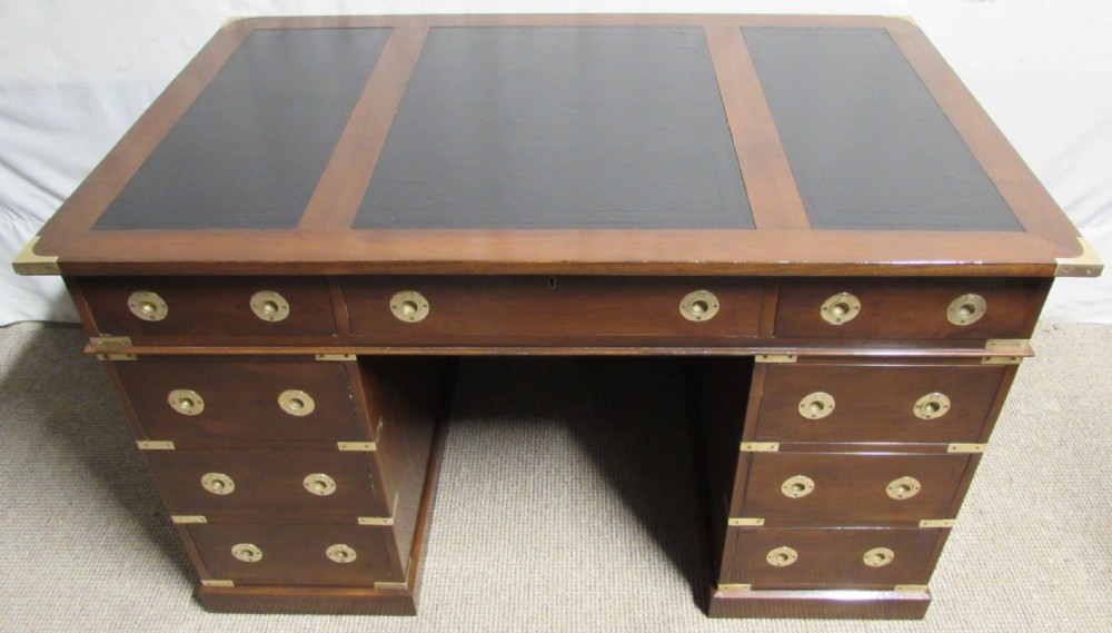 Walnut Military or Campaign Pedestal Desk