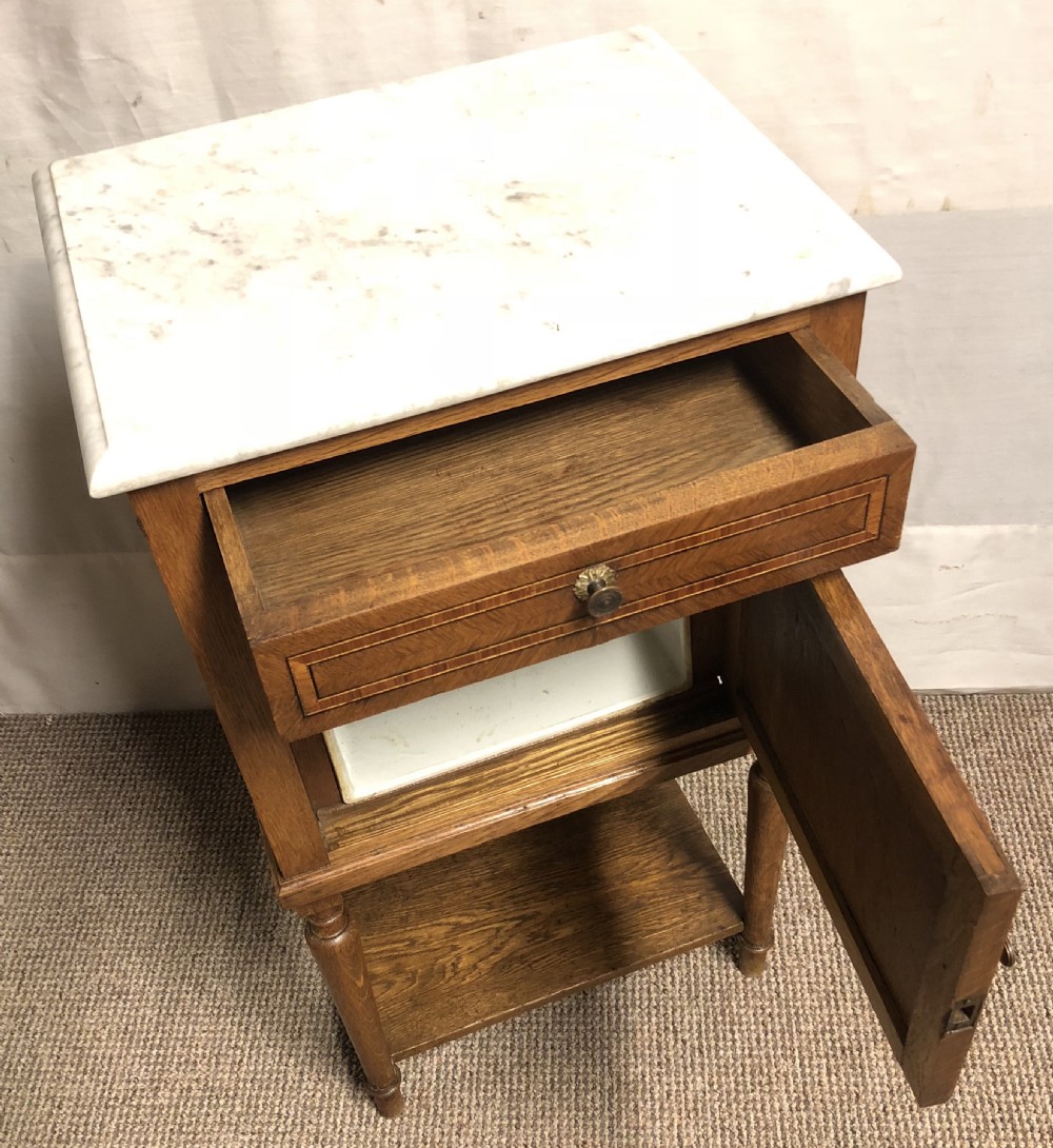 Pair French Marble Top Bedside Cupboards View VII