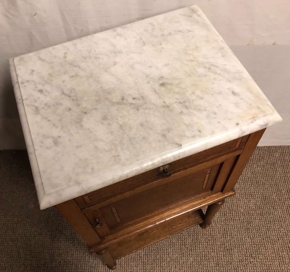 Pair French Marble Top Bedside Cupboards View IX