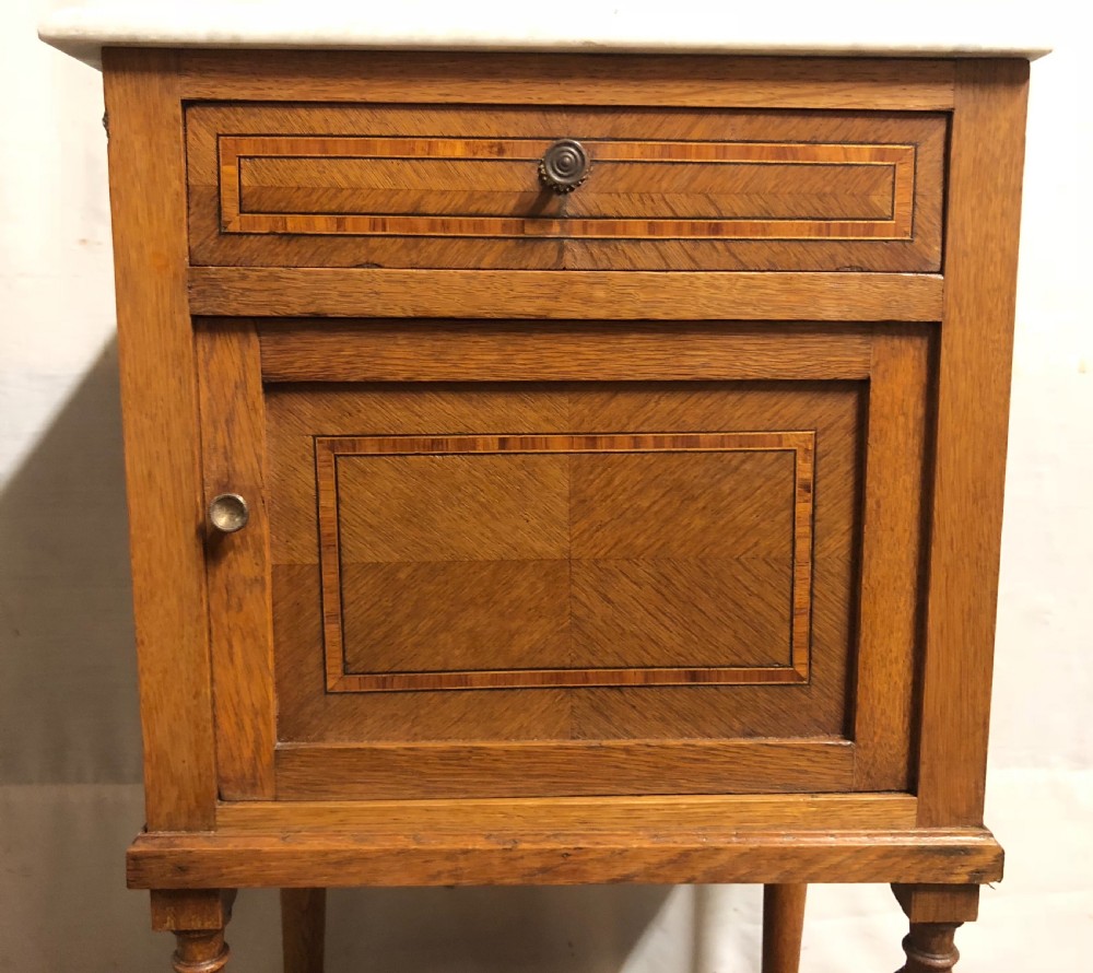 Pair French Marble Top Bedside Cupboards View X