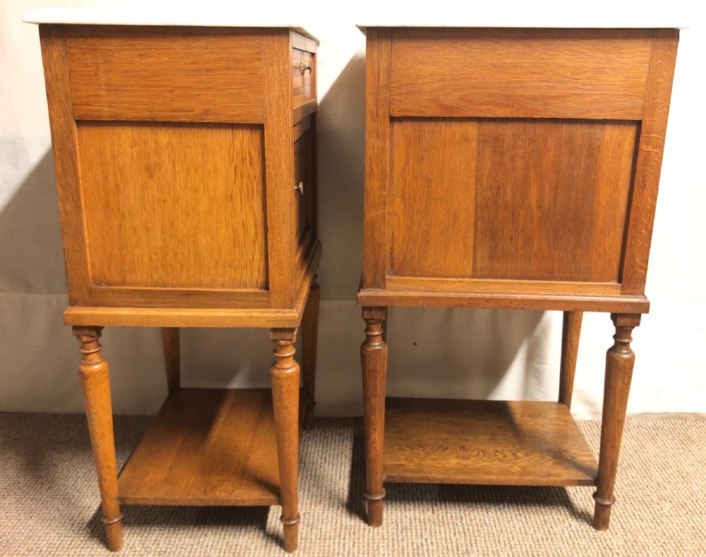 Pair French Marble Top Bedside Cupboards View XI