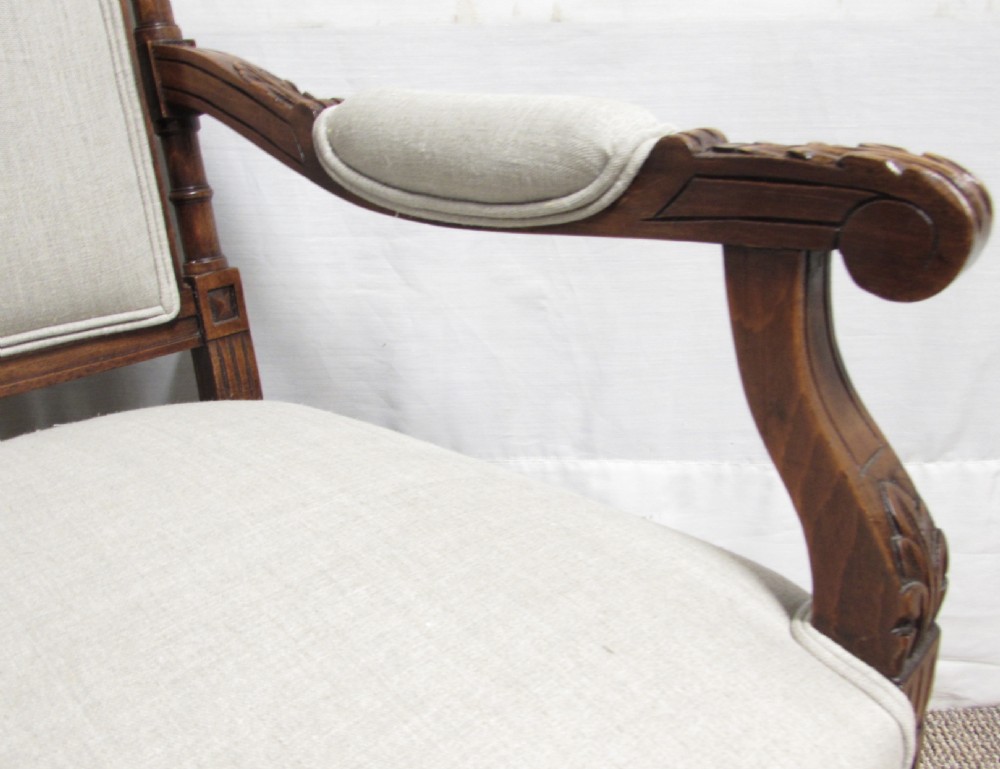 Pair French Arm Chairs newly Upholstered View IX