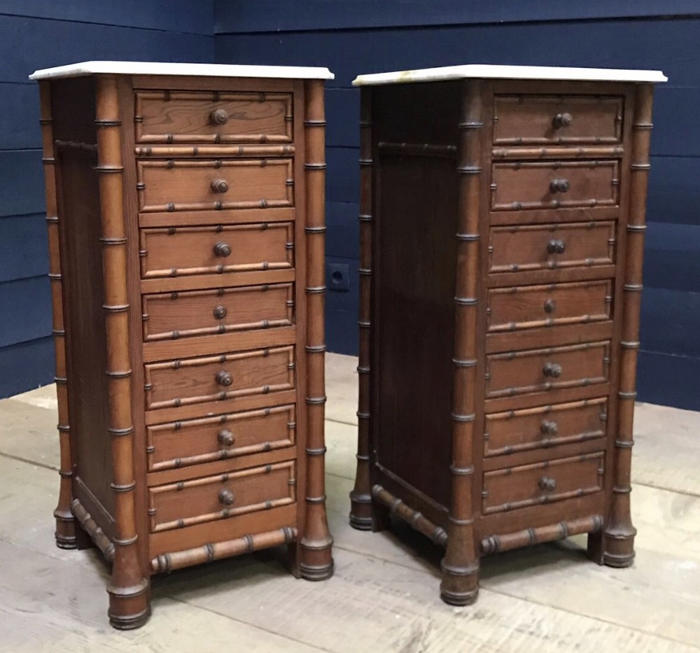Rare Pair French Bedside Drawers