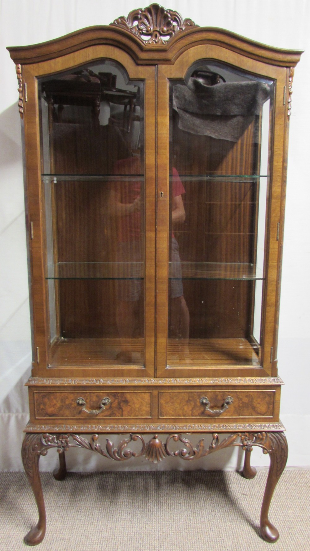 Superior Burr Walnut Display Cabinet
