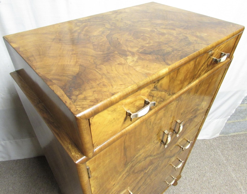 Art Deco Burr Walnut Linen Chest of Drawers View II