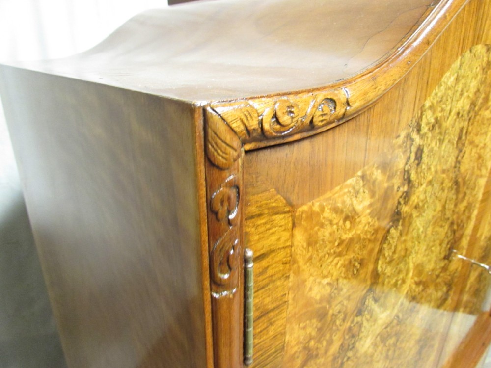 Burr Walnut Linen Cupboard over Chest of Drawers View III