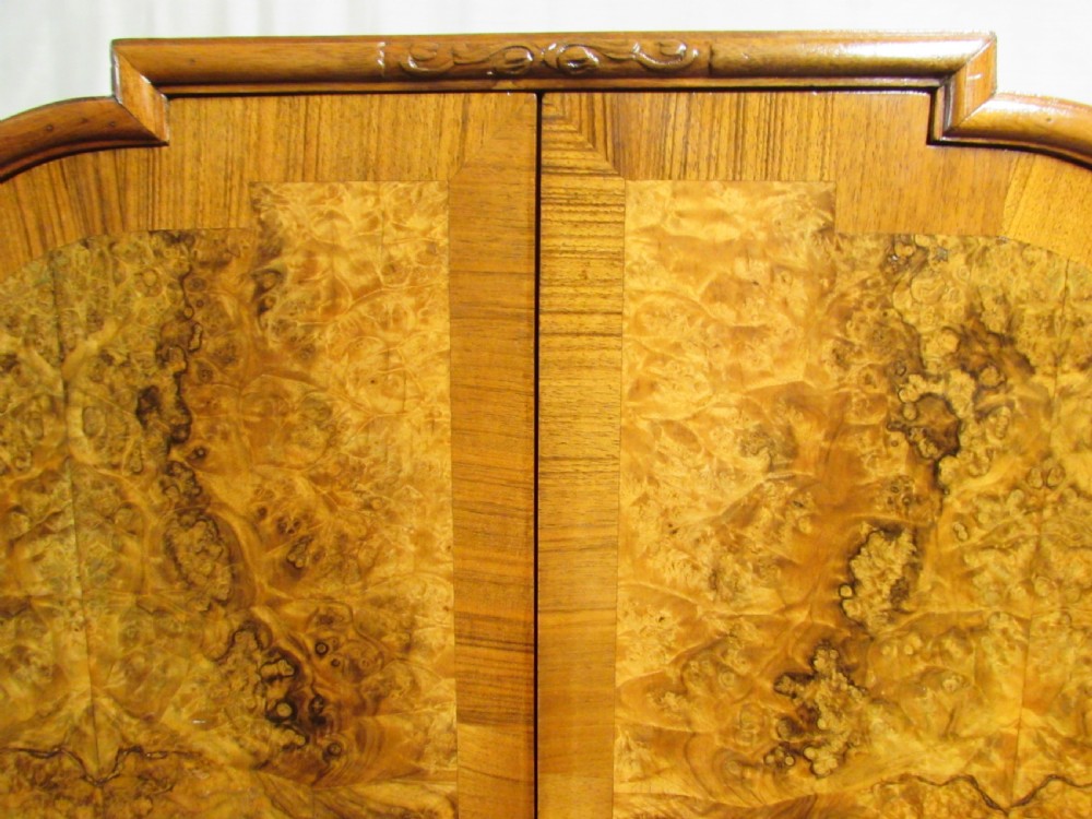 Burr Walnut Linen Cupboard over Chest of Drawers View IV