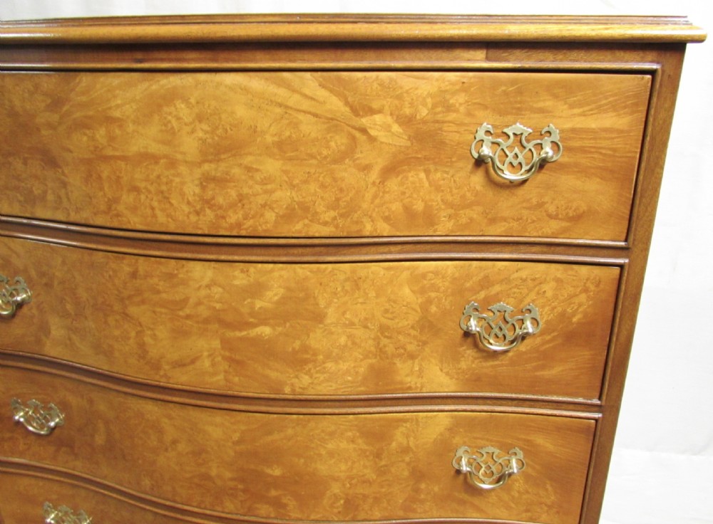 Burr Walnut Serpentine Chest fo Drawers View III