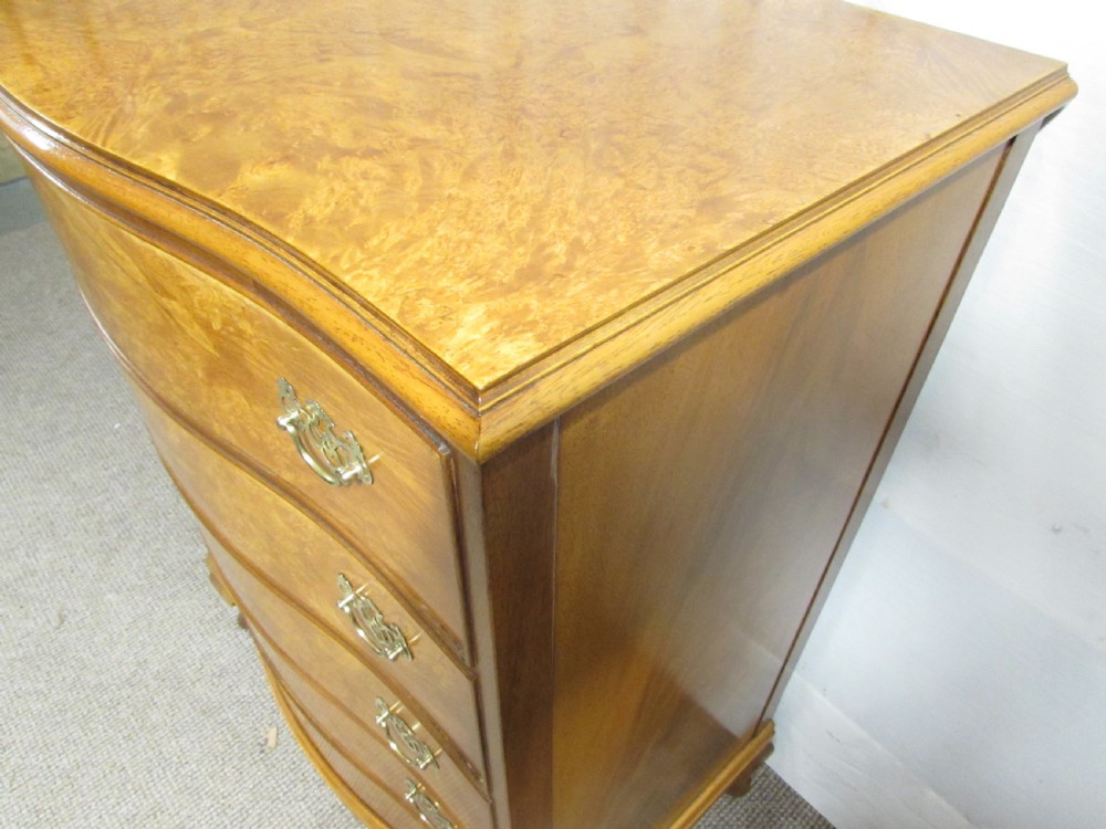 Burr Walnut Serpentine Chest fo Drawers View IV