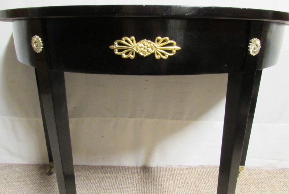 Pair Regency Ebonised Demi Lune Console Tables View IX