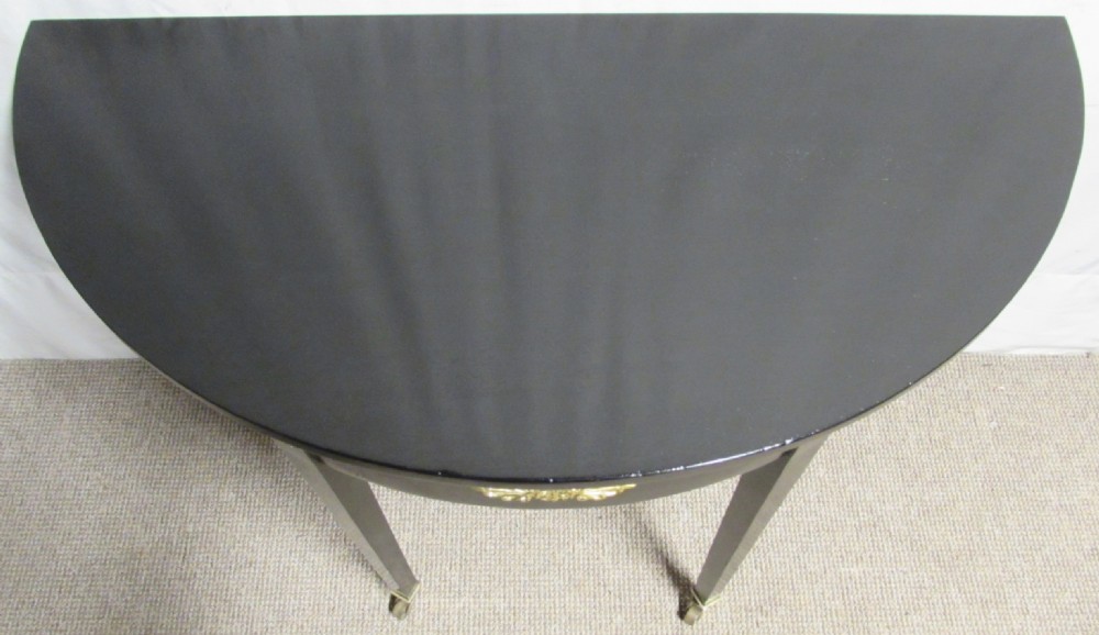 Pair Regency Ebonised Demi Lune Console Tables View X