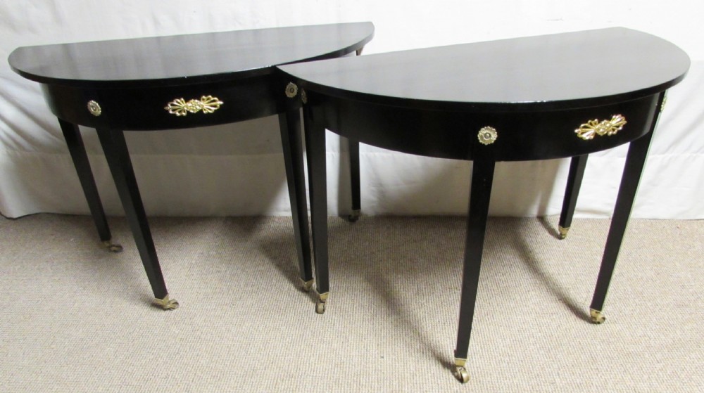 Pair Regency Ebonised Demi Lune Console Tables View XIV