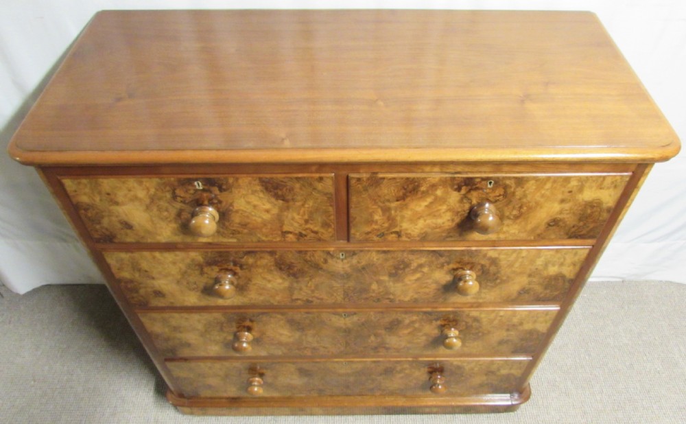 Superb Burr Walnut Victorian Chest of Drawers View IV