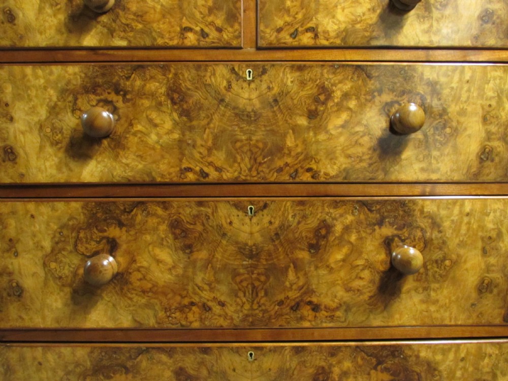 Superb Burr Walnut Victorian Chest of Drawers View VIII