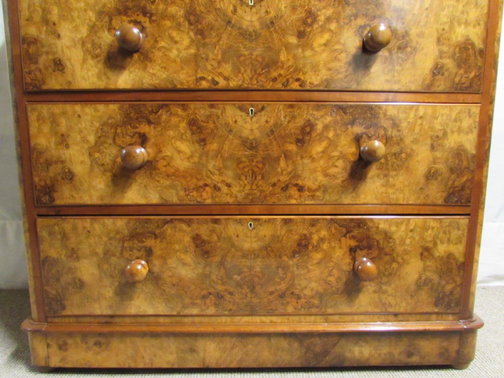 Superb Burr Walnut Victorian Chest of Drawers View X
