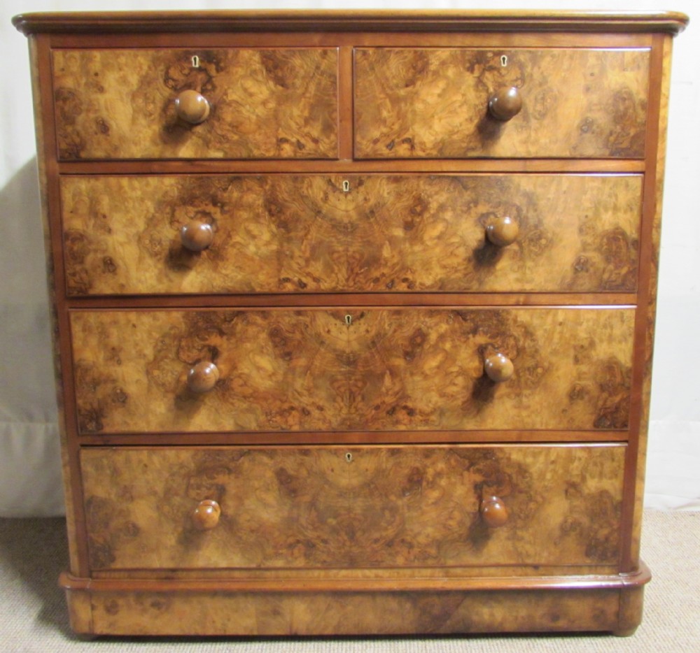 Superb Burr Walnut Victorian Chest of Drawers