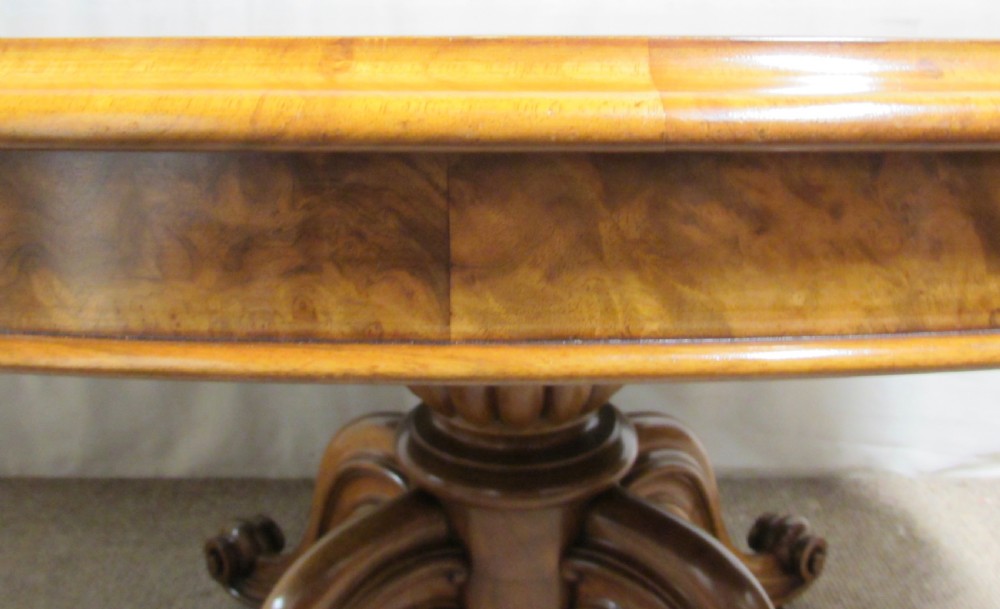 Burr Walnut Victorian Loo Dining Table View V