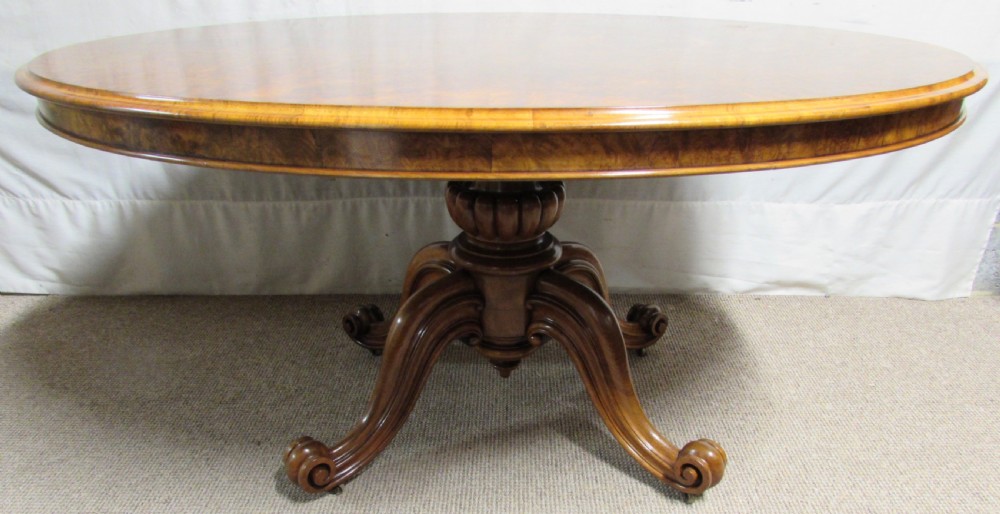 Burr Walnut Victorian Loo Dining Table View XII