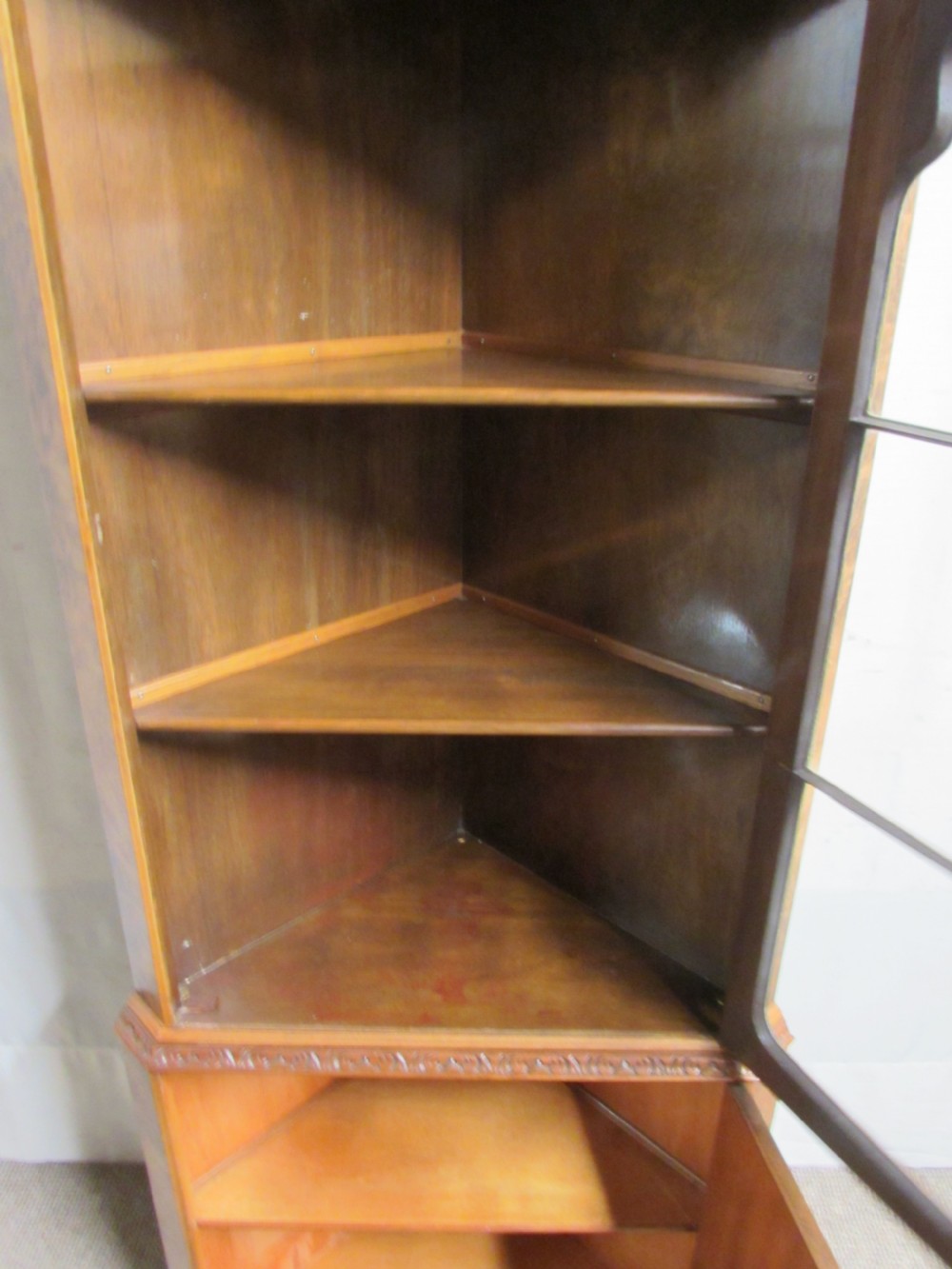 Burr Walnut Corner Display Cabinet View VIII