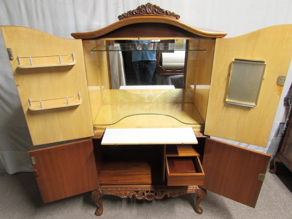 Splendid Burr Walnut Cocktail Cabinet View X