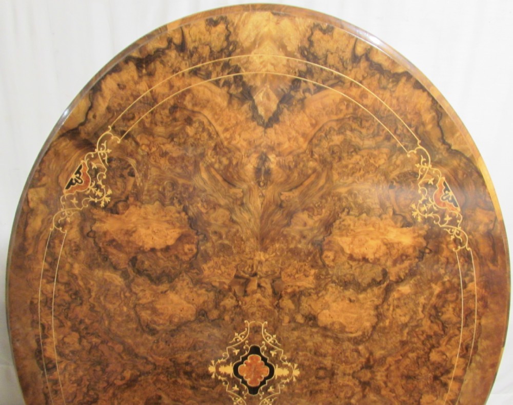Burr Walnut Inlaid Loo Dining Table View IV