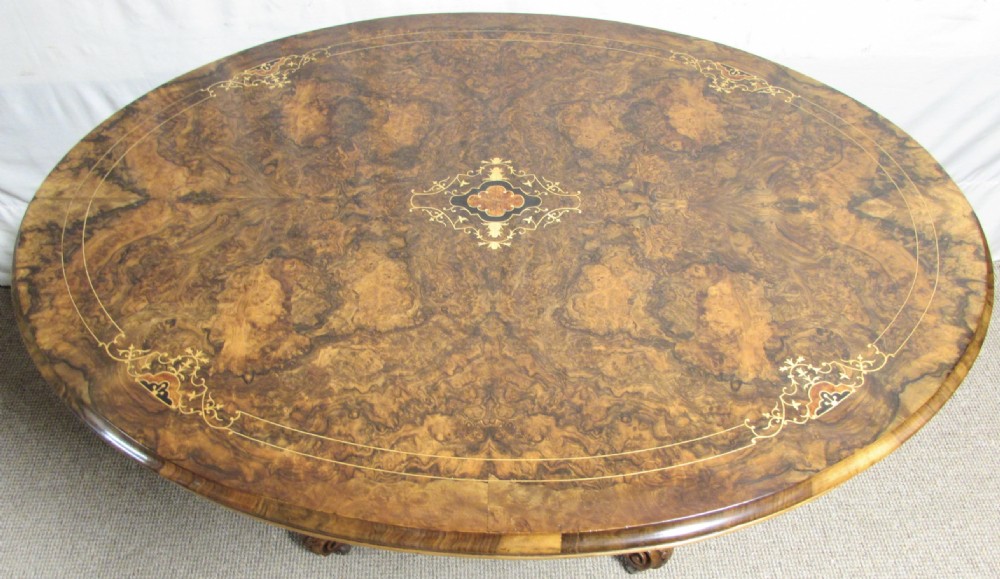 Burr Walnut Inlaid Loo Dining Table View VI
