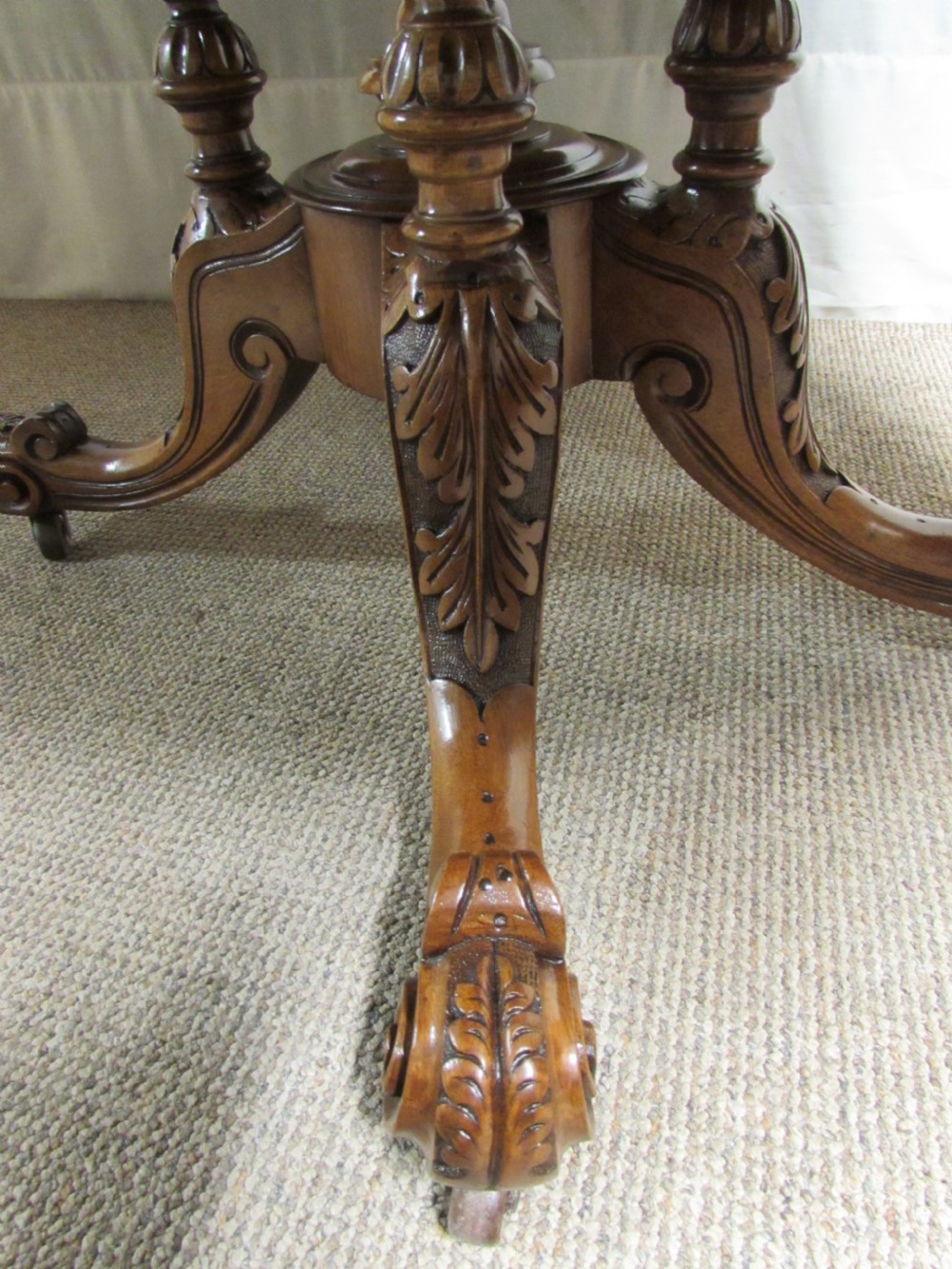 Burr Walnut Inlaid Loo Dining Table View VII