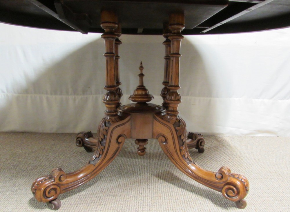 Burr Walnut Inlaid Loo Dining Table View XI