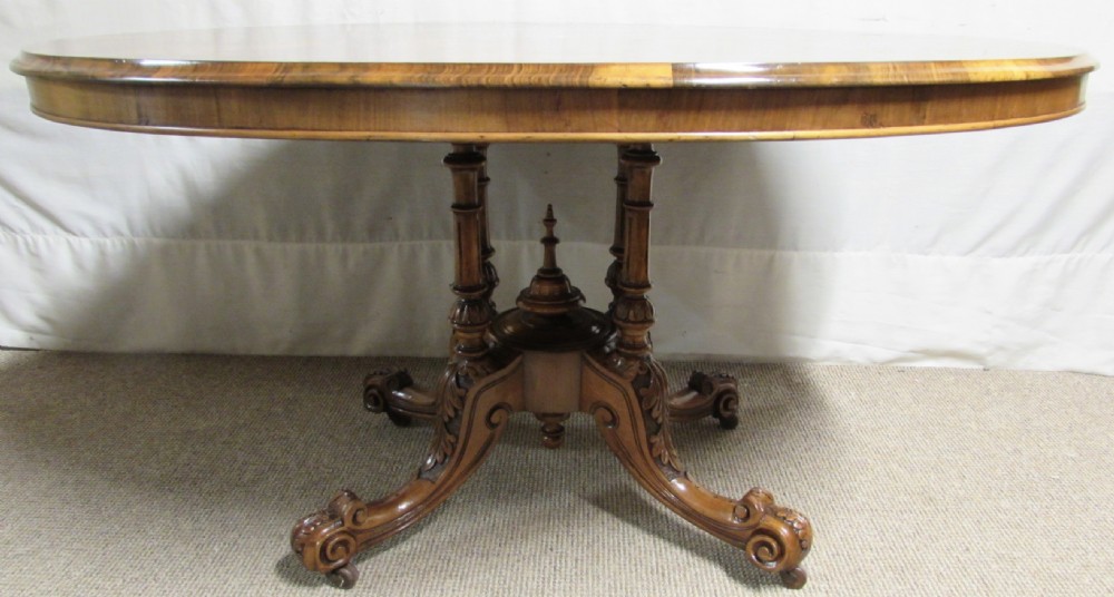 Burr Walnut Inlaid Loo Dining Table View XII