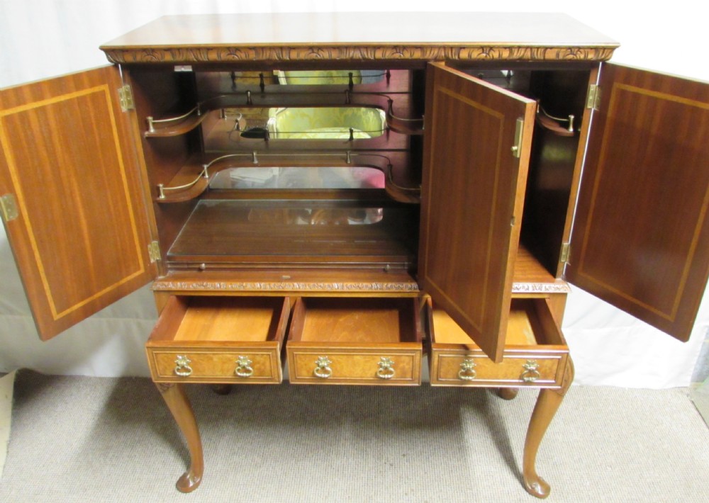 Quality Burr Walnut Cocktail Cabinet View III