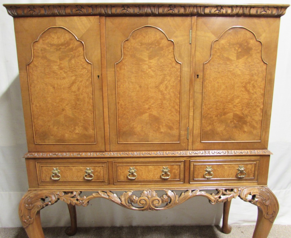 Quality Burr Walnut Cocktail Cabinet View IV
