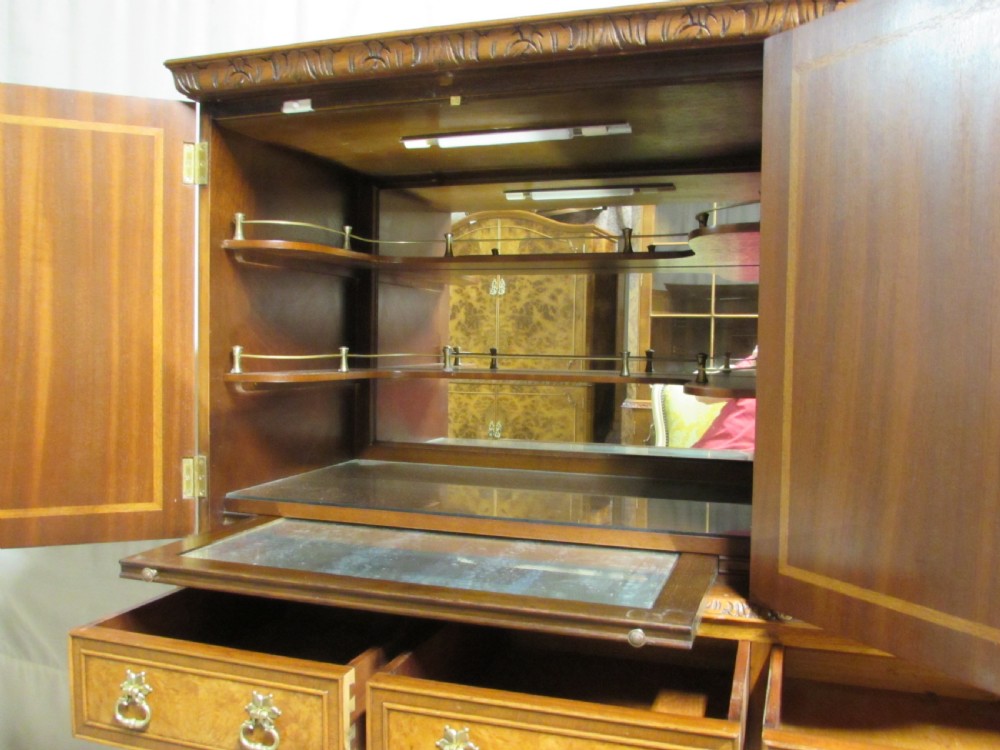 Quality Burr Walnut Cocktail Cabinet View XII