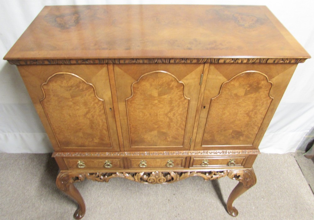 Quality Burr Walnut Cocktail Cabinet View XVI
