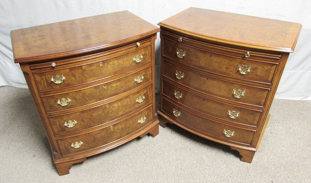 Pair Burr Walnut Chest of Drawers View II