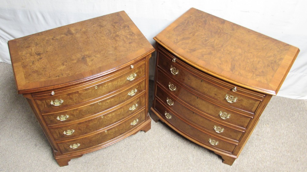 Pair Burr Walnut Chest of Drawers View III