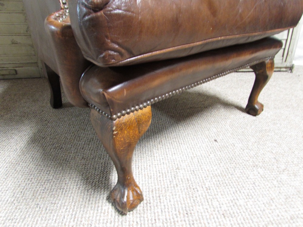 Leather Buttoned Wing Arm Chair View V