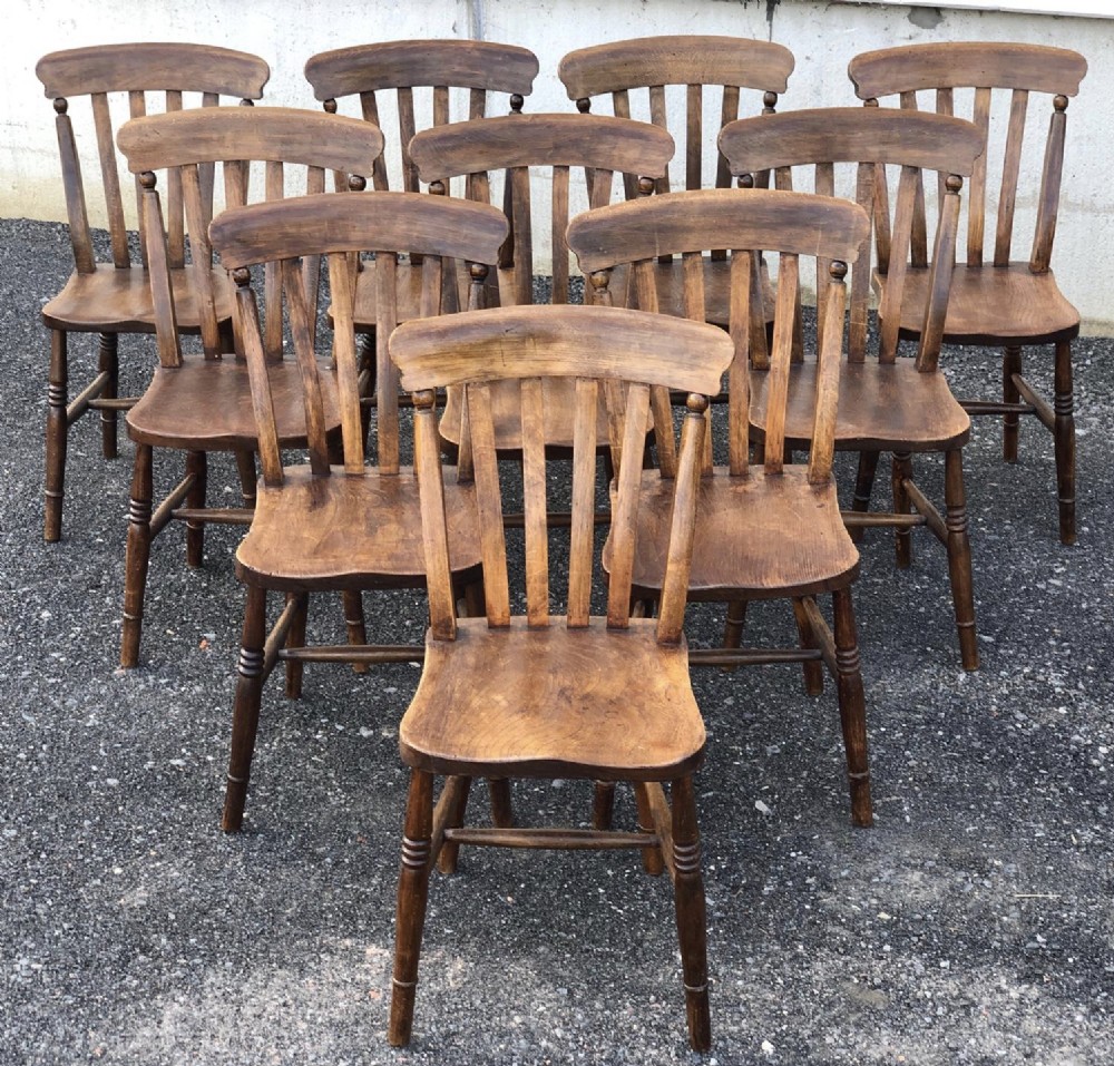 Set 10 Slat Back Kitchen Chairs