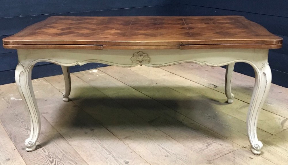 Walnut French Parquetry Top Dining Table 