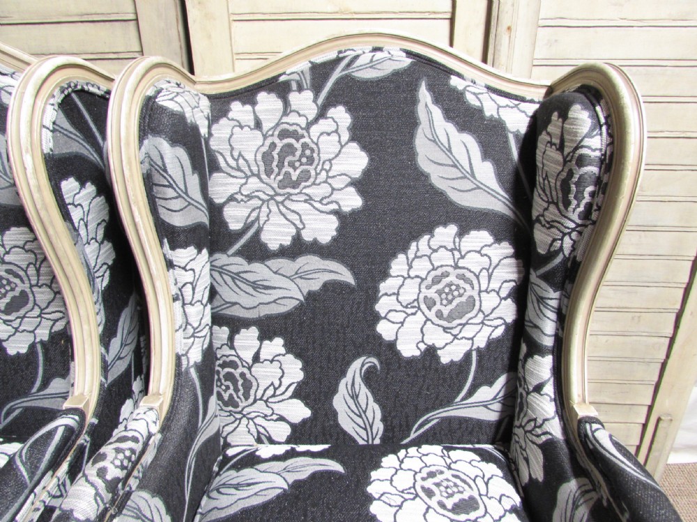 Pair French Bergere Arm Chairs Newly Upholstered  View VII