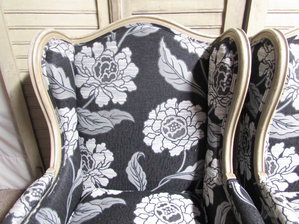 Pair French Bergere Arm Chairs Newly Upholstered  View X