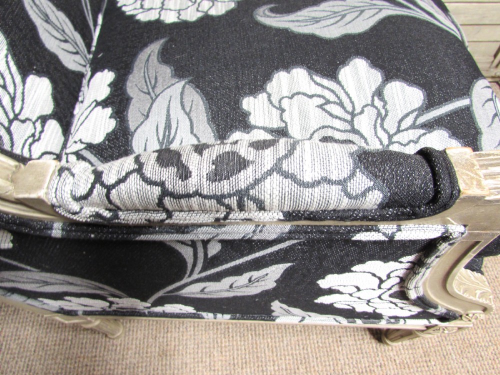 Pair French Bergere Arm Chairs Newly Upholstered  View XXIX