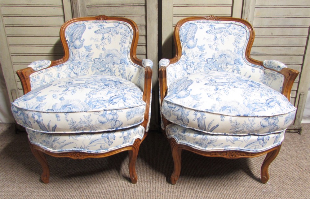 French Walnut Pair of Bergere Arm Chairs View III