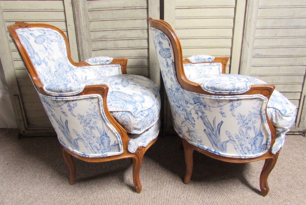 French Walnut Pair of Bergere Arm Chairs View X
