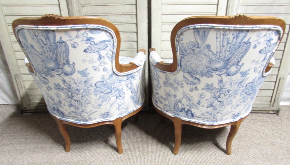 French Walnut Pair of Bergere Arm Chairs View XI