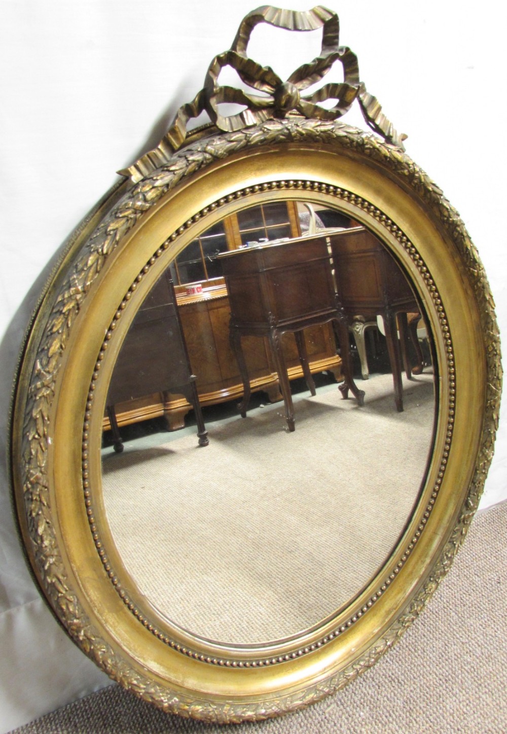 Large Oval French Gilt Mirror